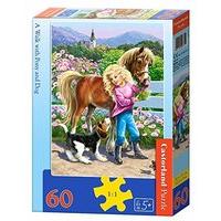 60 piece castorland classic jigsaw a walk with pony dog