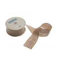 60mm Lace Trimmed Hessian Ribbon Silver