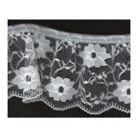 60mm essential trimmings frilled delicate nylon lace trimming white