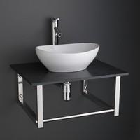 60cm by 50cm Marble Black Shelf and Brackets with Messina Sink and Single Tap