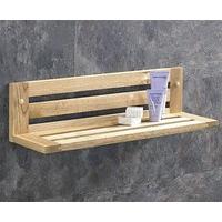 60cm solid natural oak slatted bathroom shelf