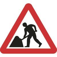 600mm Triangular Road Works Roll-up Sign