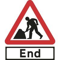 600mm triangular road works end supp plate roll up sign