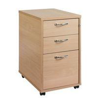 600MM DEEP TALL 3 DRAWER MOBILE PEDESTAL IN BEECH 2 SHALLOW AND 1 FILER DRAWER ACCEPTS BOTH A4 & FOOLS