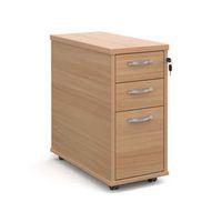 600mm deep slim line tall 3 drawer mobile pedestal in beech 2 shallow  ...