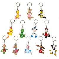 60 Assorted Wooden Animal Keychains 5cm