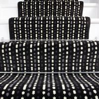 60cm Width - Modern Black White Striped Stair Carpet