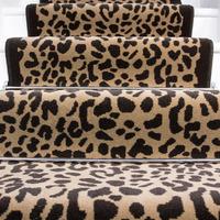 60cm Width - Beige & Brown Retro Leopard Print Stair Carpet