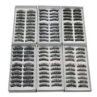 60PCS 6 Mixed Styles Natural Handmade Black Longer Thicker Fiber False Eyelashes