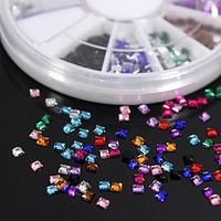 600pcs 12colours square shape acrylic rhinestones wheel nail art decor ...