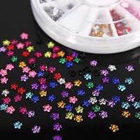 600PCS 12Colours Flower Shape Acrylic Rhinestones Wheel Nail Art Decoration