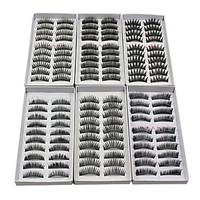 60PCS 6 Mixed Styles Natural Handmade Black Longer Thicker Fiber False Eyelashes