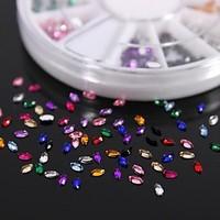 600PCS 12Colours Horse Eye Shape Acrylic Rhinestones Wheel Nail Art Decoration