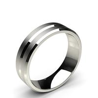 600mm plain comfort fit mens grooved wedding band