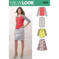 6230 - New Look Ladies\' Knit Top And Full Or Pencil Skirt A (4-16) 382046
