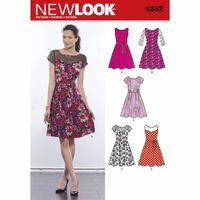 6392 new look ladies dresses with contrast fabric options a 10 22 3821 ...