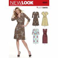 6301 - New Look Ladies\' Mock Wrap Knit Dress A (8-20) 382090