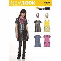 6320 - New Look Girl\'s Dress Or Jumper And Scarf A (8-16) 382103
