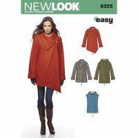 6325 - New Look Ladies\' Easy Coat With Length And Front Variations, And Vest A (XS-XL) 382106