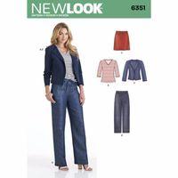 6351 - New Look Ladies\' Jacket, Trousers, Skirt And Knit Top A (10-22) 382126