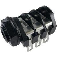 6.35 mm audio jack Socket, horizontal mount Number of pins: 3 Stereo Black Cliff CL1220A 1 pc(s)