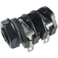 6.35 mm audio jack Socket, horizontal mount Number of pins: 2 Mono Black Cliff CL1160A 1 pc(s)