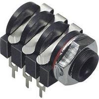 6.35 mm audio jack Socket, horizontal mount Number of pins: 3 Stereo Black BKL Electronic 1109018 1 pc(s)