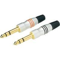 6.35 mm audio jack Plug, straight Number of pins: 3 Stereo Silver Conrad Components 4 pc(s)
