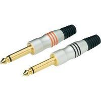 6.35 mm audio jack Plug, straight Number of pins: 2 Mono Silver Conrad Components 4 pc(s)