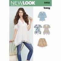 6452A - New Look Ladies\' Tops With Bodice And Hemline Variations A (8-20) 382275