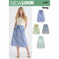 6437A - New Look Ladies\' Skirt In Two Lengths With Fabric Variations A (10-22) 382260