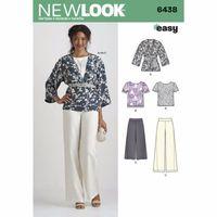 6438A - New Look Ladies\' Easy Trousers, Kimono, And Top A (10-22) 382261