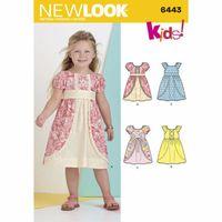 6443A - New Look Child\'s Dress With Fabric And Trim Variations A (3-8) 382266