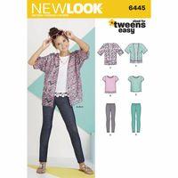 6445A - New Look Easy Girl\'s Kimono, Knit Top And Leggings A (8-16) 382268