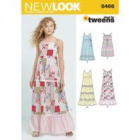 6466A - New Look Girls\' Dresses With Trim, Bodice And Lace Variations A (8-16) 382285