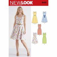 6431A - New Look Ladies\' Dresses With Skirt And Neckline Variations A (8-18) 382254