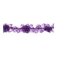 64mm simplicity elasticated flower ruffle trimming purple