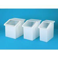 65l floor standing storage and dispense bin red with clear flip top li ...