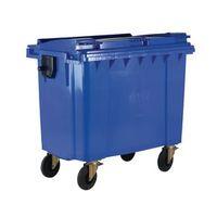 660l wheeled bin with lockable lid blue h x w x dmm 1200 x 1350 x 770