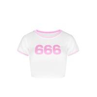 666 ringer crop top size one size