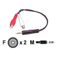 6IN STEREO AUDIO CABLE - 3.5MM - MALE TO 2X RCA FEMA
