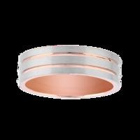 6mm Gents 950 Palladium Wedding Ring with 9 Carat Rose Gold Lines - Ring Size V