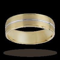 6mm matt and polished gents wedding ring set in 9 carat yellow and white gold - Ring Size R.5