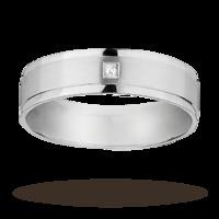 6mm diamond set gents wedding ring in 18 carat white gold - Ring Size R