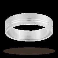 6mm gents heavy flat band in 9 carat white gold - Ring Size H