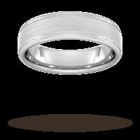 6mm Slight Court Extra Heavy matt centre with grooves Wedding Ring in 950 Palladium