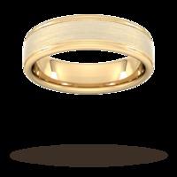 6mm Slight Court Extra Heavy matt centre with grooves Wedding Ring in 9 Carat Yellow Gold