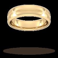 6mm Slight Court Extra Heavy Grooved polished finish Wedding Ring in 9 Carat Yellow Gold