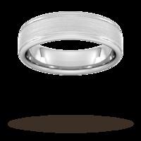 6mm Traditional Court Standard Matt Centre With Grooves Wedding Ring In 9 Carat White Gold