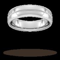 6mm Slight Court Extra Heavy Milgrain Centre Wedding Ring in 950 Palladium - Ring Size T